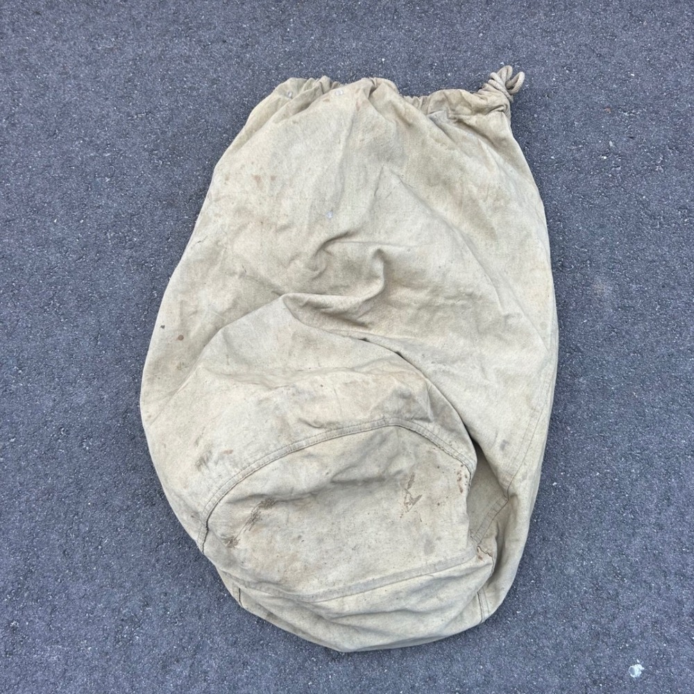 Vintage Military Canvas Duffle Bag Khaki Tan Stenciled Drawstring Sea Bag USA - Picture 8 of 11